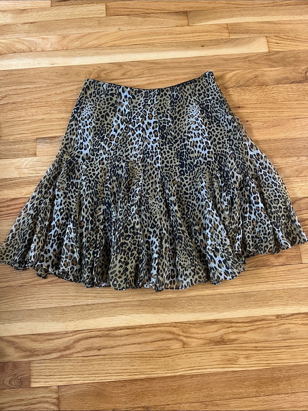 Vintage I.C.E Silk Leopard Sequin Skirt